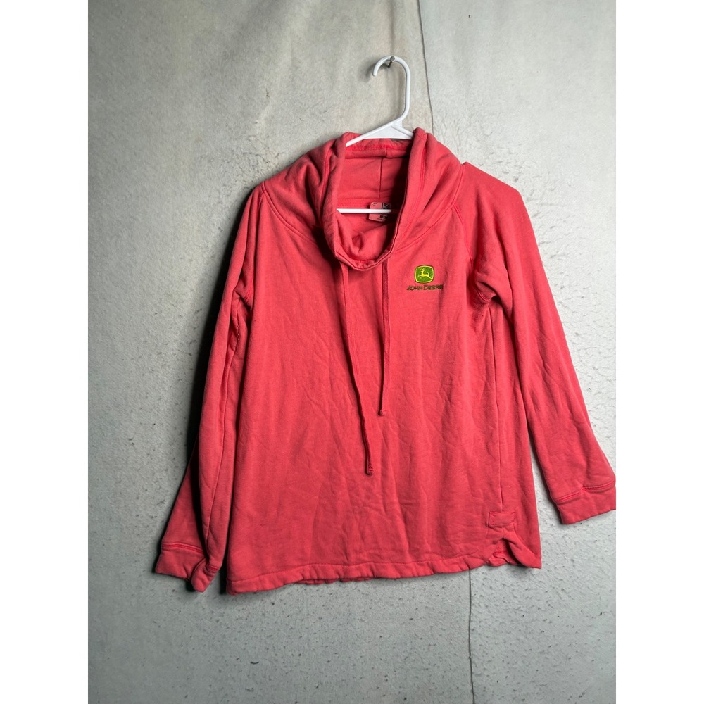 Kate Lord John Deere Cowl Neck Sweatshirt Coral Pink French Terry Womens Medium